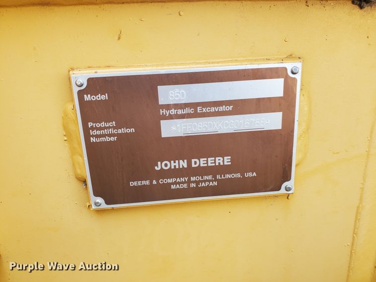 image for item HS9033 2012 John Deere 85D  mini excavator