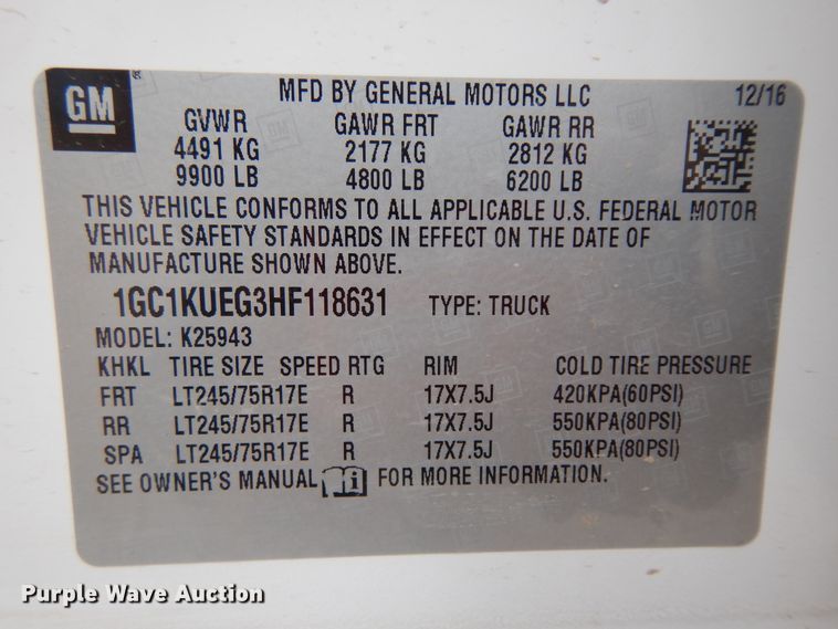 image for item ID9822 2017 Chevrolet Silverado 2500HD  Crew Cab utility bed pickup truck