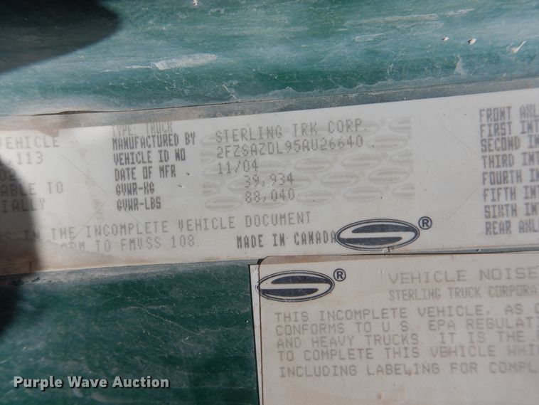 image for item DL0328 2005 Sterling LT9  ready mix truck