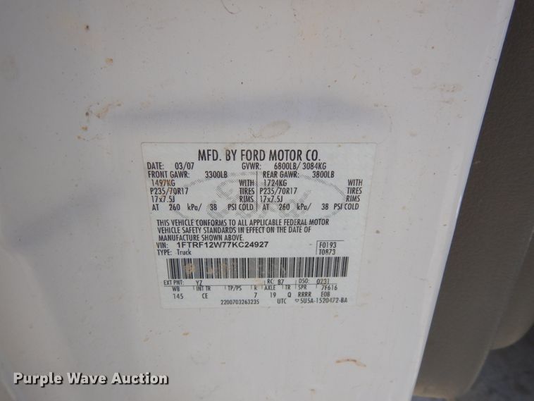 image for item GC9951 2007 Ford F150  pickup truck