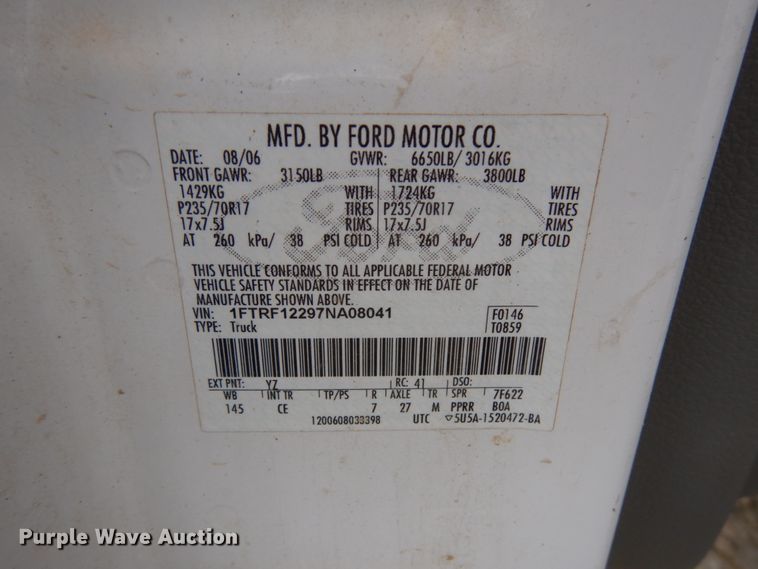 image for item GC9953 2007 Ford F150  pickup truck