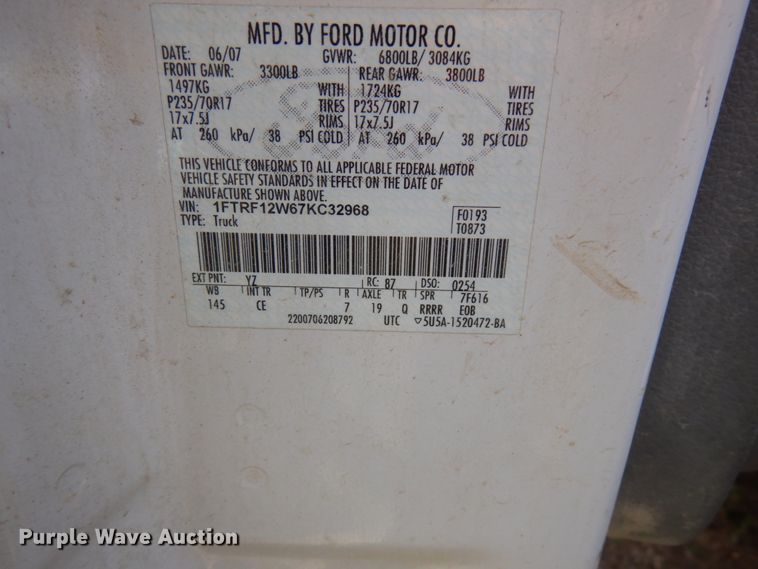 image for item IT9339 2007 Ford F150  pickup truck