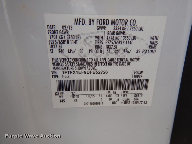 image for item IT9342 2013 Ford F150 STX  SuperCab pickup truck