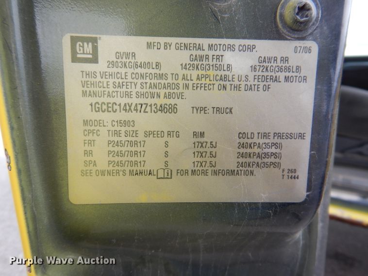 image for item DL5736 2007 Chevrolet 1500  pickup truck