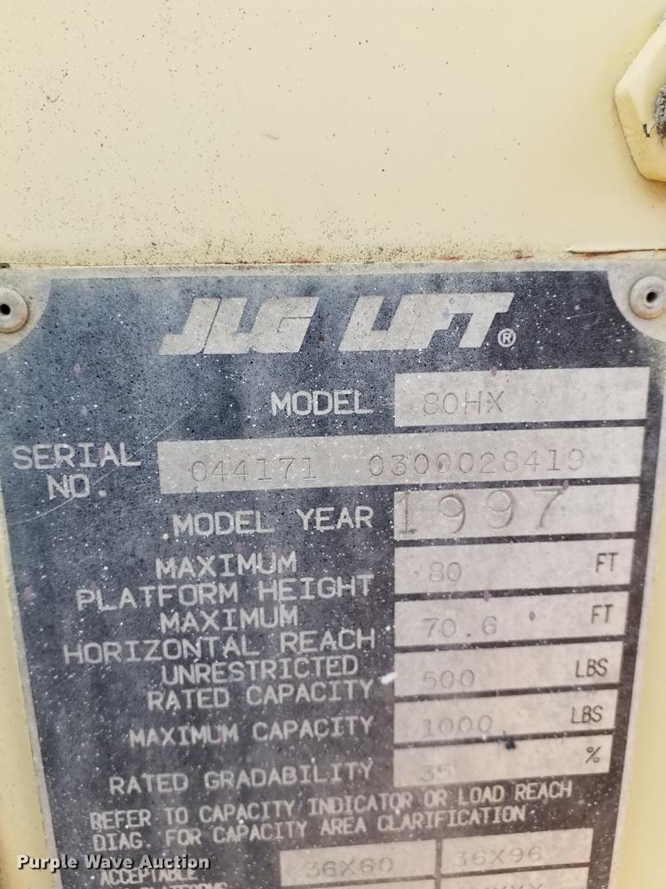 image for item FR9812 1997 JLG 80HX  boom lift