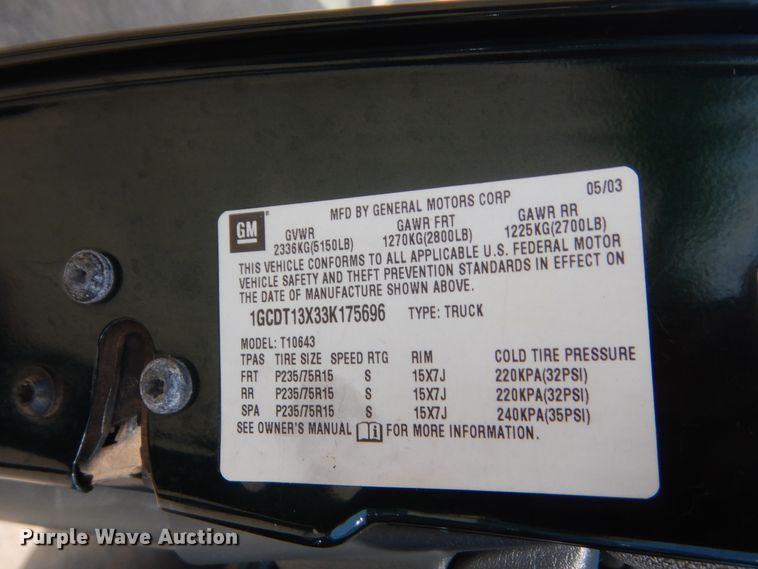 image for item HG9730 2003 Chevrolet S10  Crew Cab pickup truck