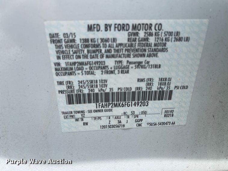 image for item ID9934 2015 Ford Taurus Police