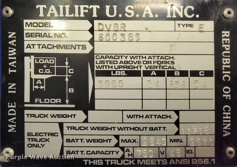 image for item IF9831 Tailift DV8R  forklift