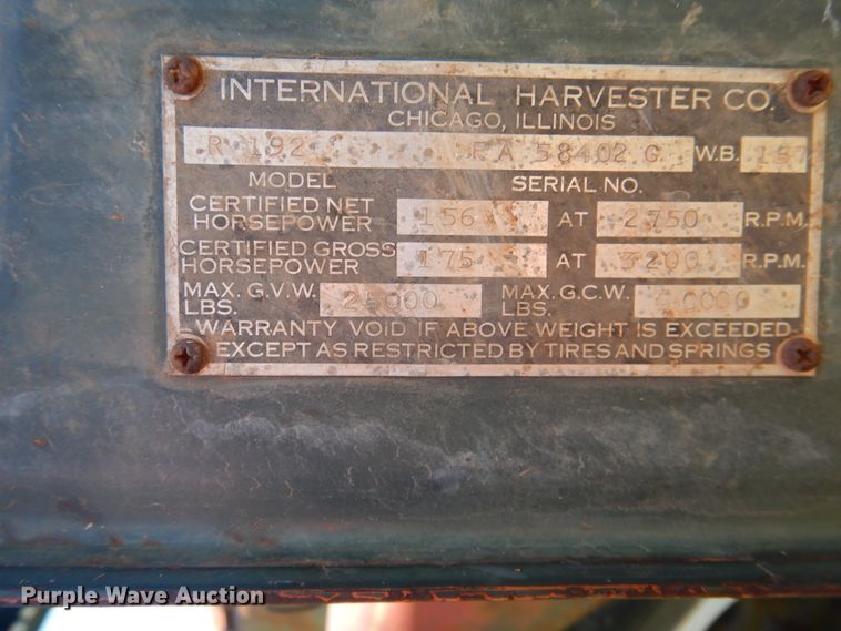 image for item IJ9382 1960 International R192  drilling rig truck