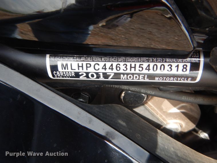 image for item IP9829 2017 Honda CBR500R  motorcycle