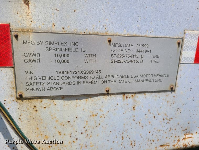 image for item IQ9191 1999 Simplex  utility trailer