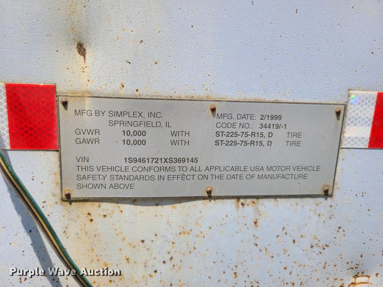 image for item IQ9191 1999 Simplex  utility trailer