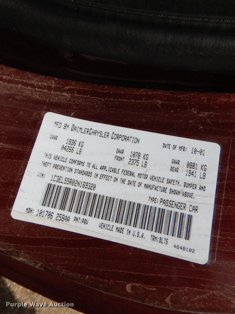 image for item IQ9529 2002 Chrysler Sebring  convertible