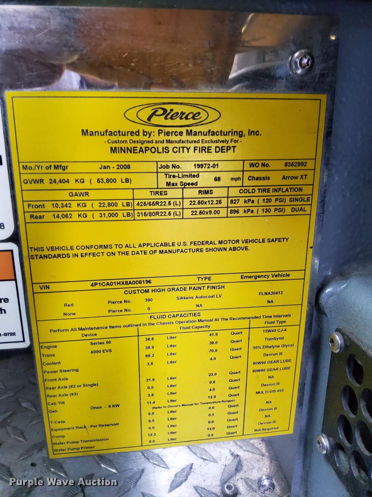 image for item IT9254 2008 Pierce  pumper fire truck