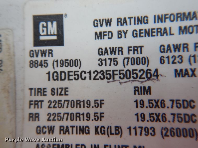 image for item JY9958 2005 GMC C5500  utility / service truck