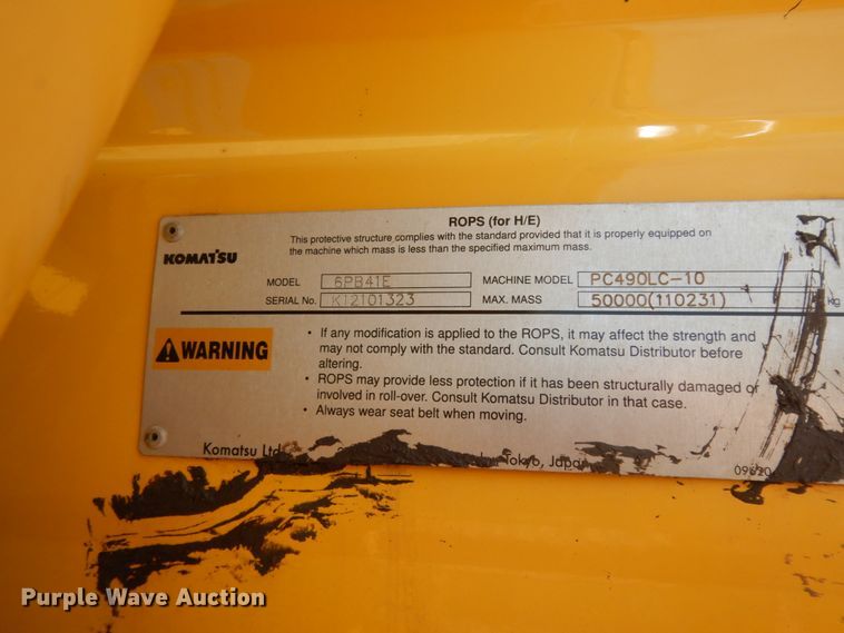 image for item DC2083 2013 Komatsu PC490LC-10  excavator