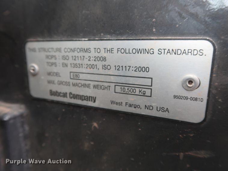 image for item DJ2388 2012 Bobcat E80  mini excavator