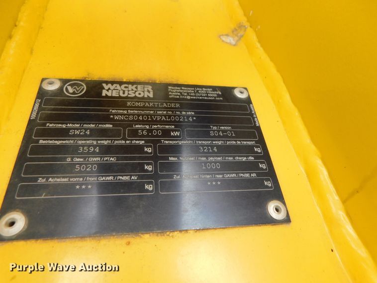 image for item DK8542 2015 Wacker Neuson SW24  skid steer loader