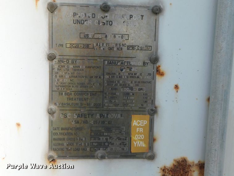 image for item DK8552 2000 CIMC DC20-20B storage container