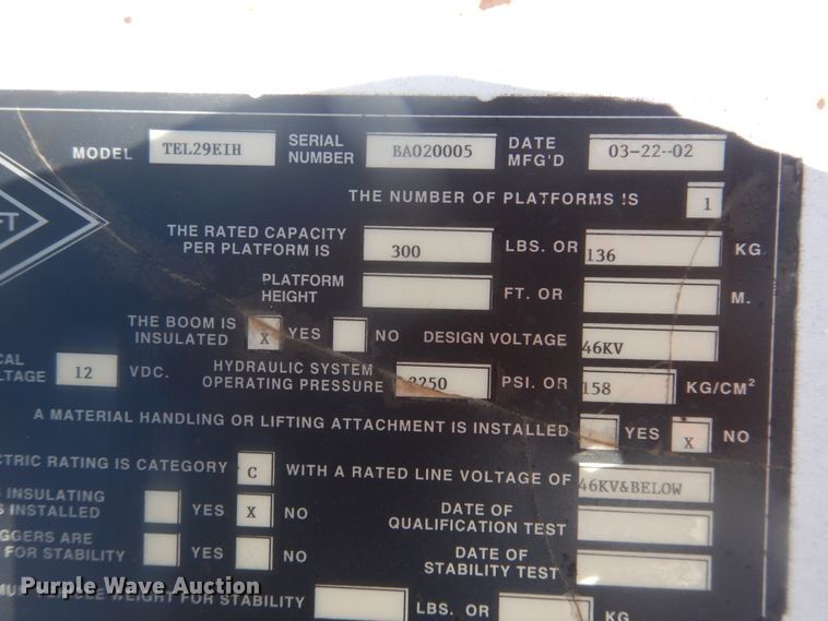 image for item DL0349 2002 Versalift Tel29IH  boom