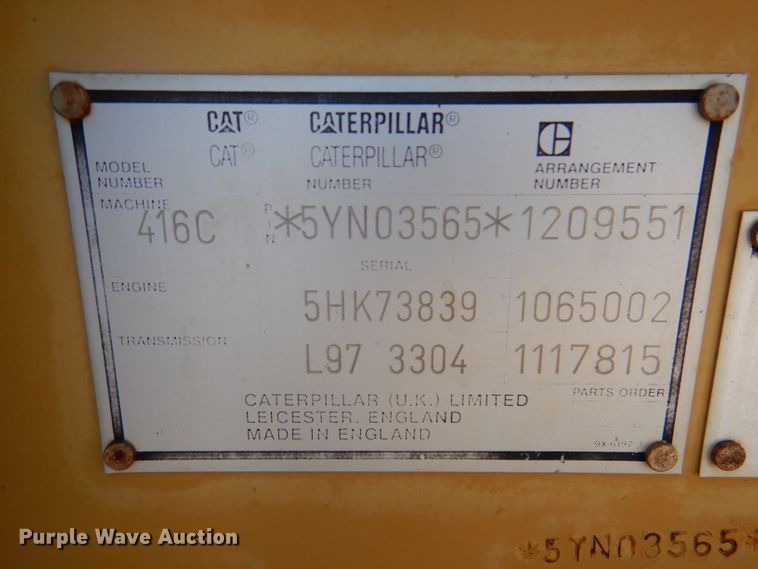 image for item DL8907 1998 Caterpillar 416C  backhoe