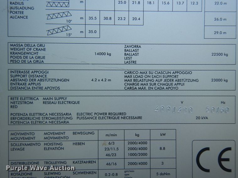 image for item ID9894 2006 Terex CBR36H-4  self-erecting tower crane