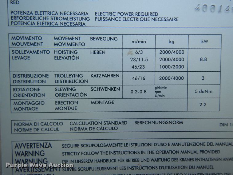 image for item ID9894 2006 Terex CBR36H-4  self-erecting tower crane