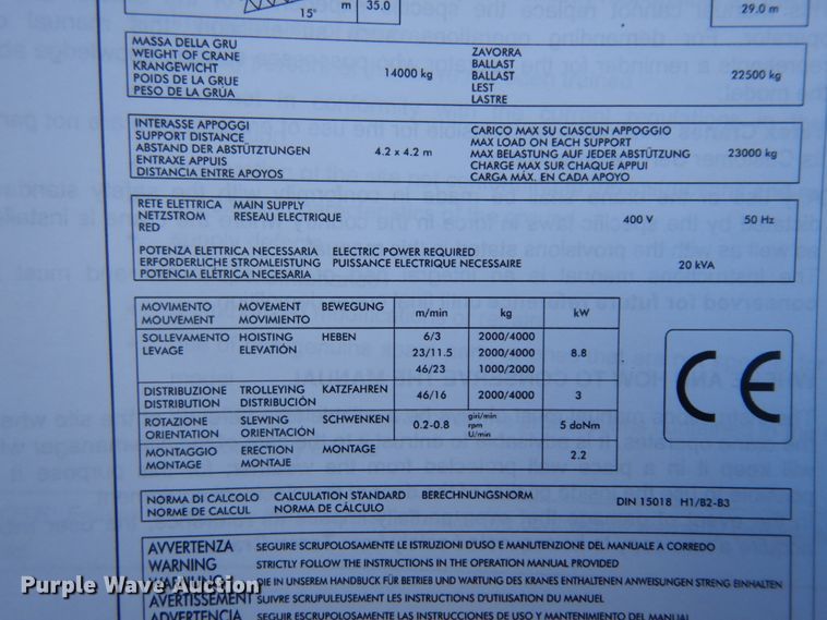 image for item ID9894 2006 Terex CBR36H-4  self-erecting tower crane