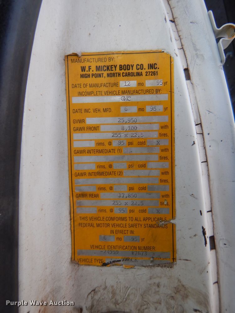 image for item IP9869 1995 GMC TopKick C6500  dump truck