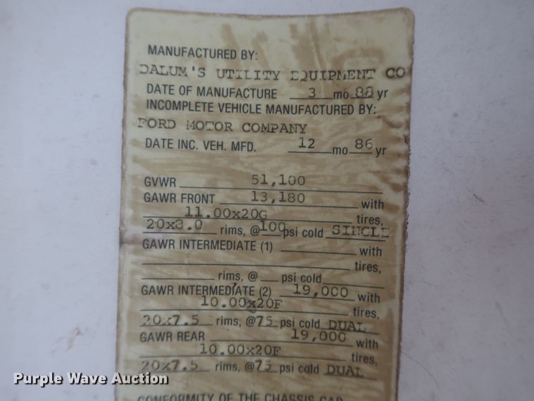 image for item IP9872 1987 Ford L8000  bucket truck