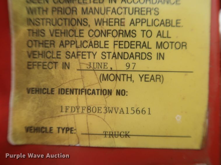 image for item IP9873 1998 Ford F800  digger derrick truck