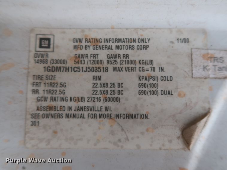 image for item IP9875 2001 GMC C7500  bucket truck