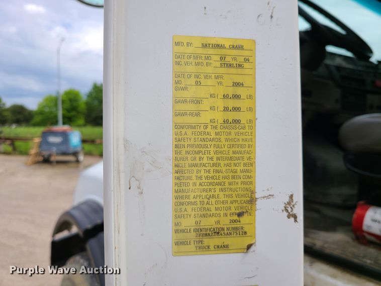 image for item IQ9232 2005 Sterling L-Line  crane truck