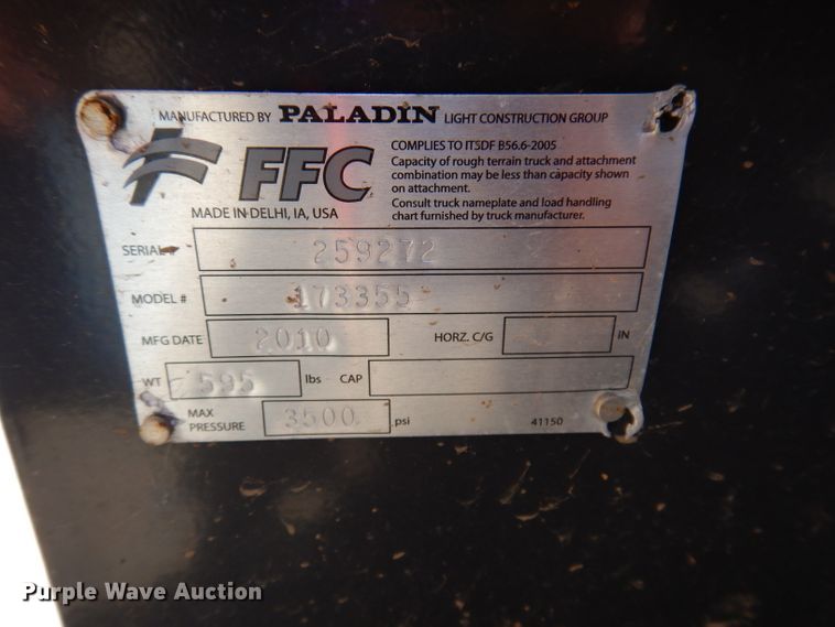 image for item IQ9562 FFC 173355  72"W skid steer snow plow