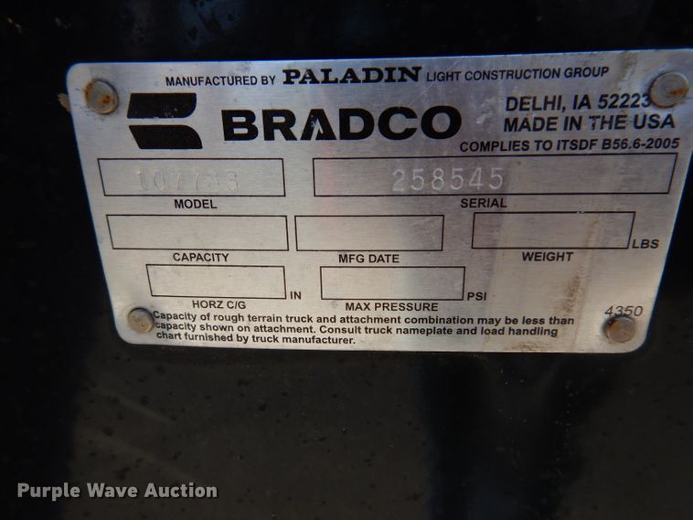 image for item IQ9563 Bradco 107783  45"W loader bucket