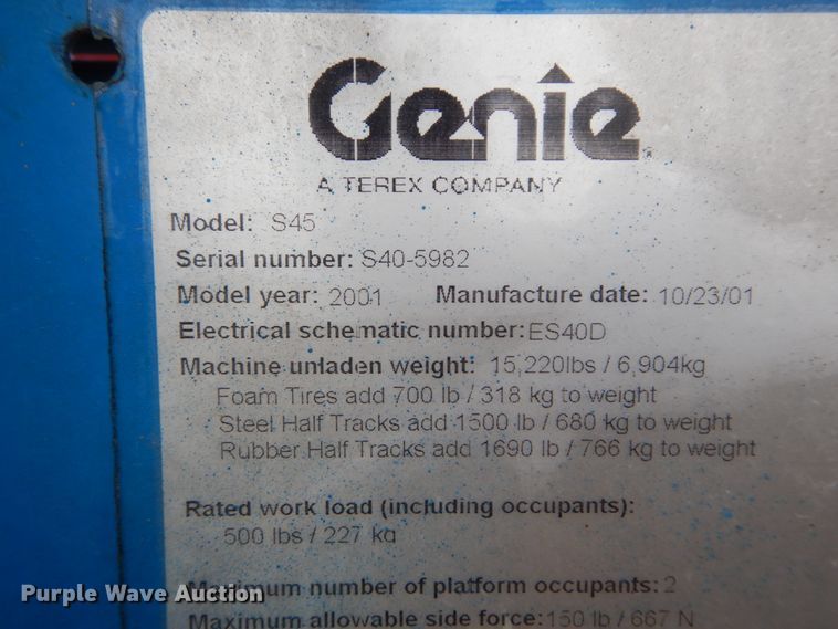image for item IT9115 2001 Genie S-45  boom lift