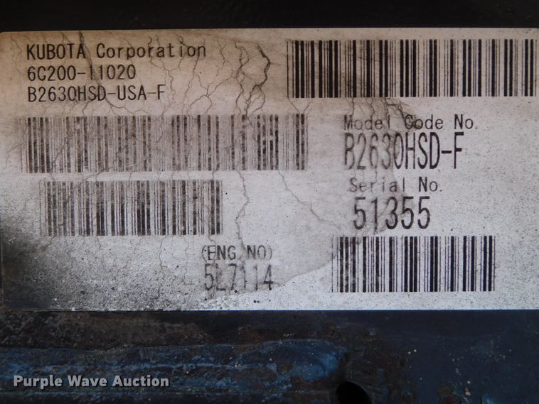 image for item DK8557 2007 Kubota B2630  MFWD tractor
