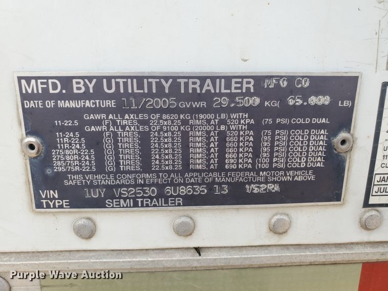 image for item DI5172 2006 Utility VS2RA  refrigerated van trailer