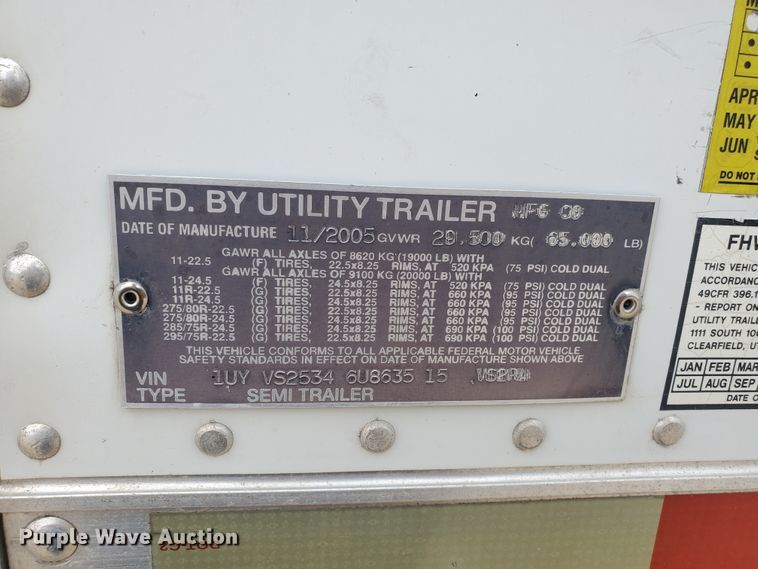 image for item DI5173 2006 Utility VS2RA  refrigerated van trailer