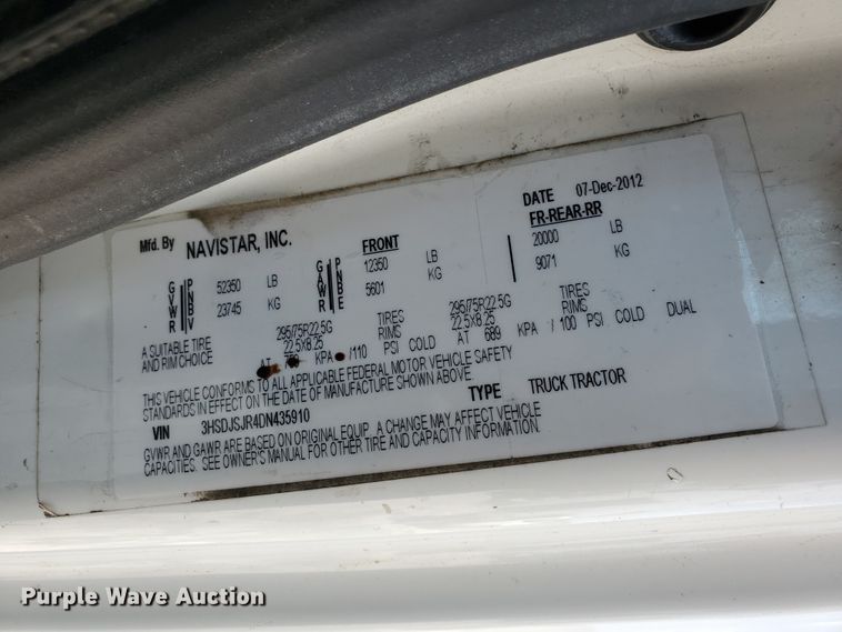 image for item DI5197 2013 International ProStar Plus  semi truck