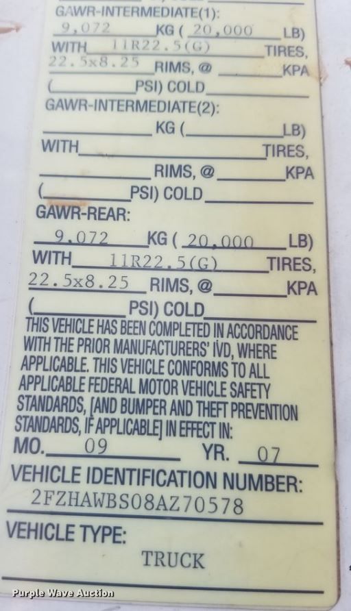 image for item DK2241 2008 Sterling  dump truck