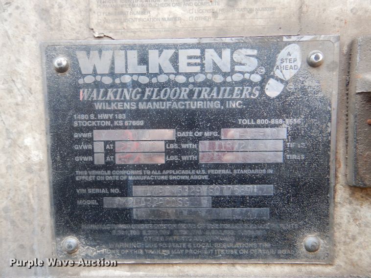 image for item DK5691 2000 Wilkens OK2LA22PCOSG  walking floor trailer