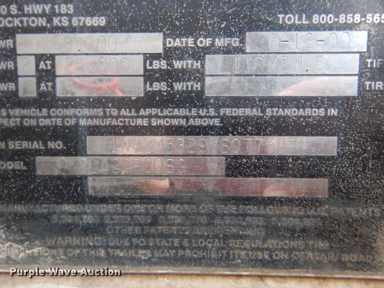 image for item DK5691 2000 Wilkens OK2LA22PCOSG  walking floor trailer