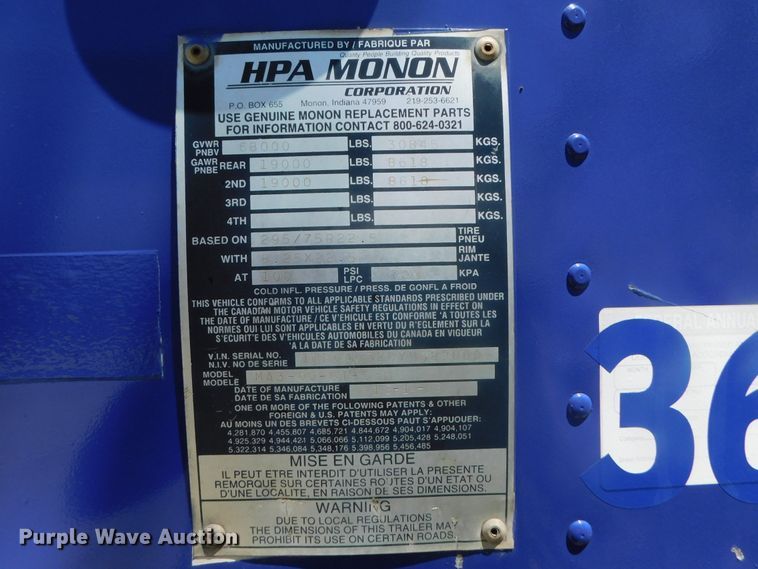 image for item DK8548 2000 Monon MA3-00-ST-53W  dry van trailer