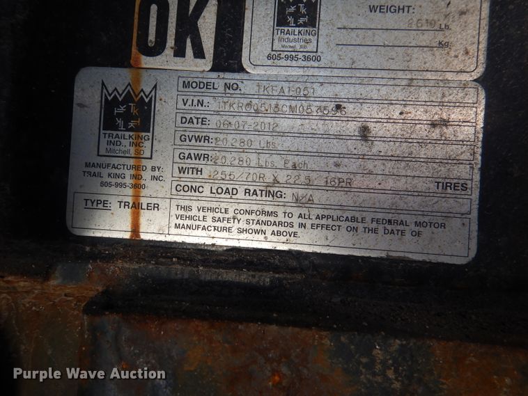 image for item DL8961 2013 Trail King TK70MED482  lowboy equipment trailer