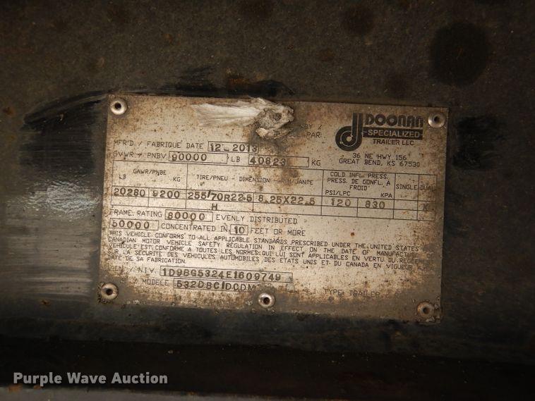 image for item DL8962 2014 Doonan 532DBC1DCDM  drop deck trailer