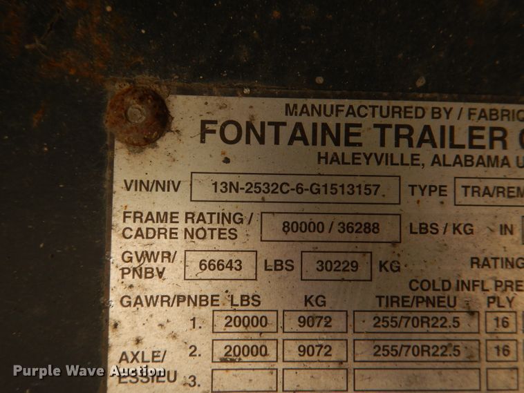 image for item DL8963 2016 Fontaine HCICD22RSA  drop deck trailer