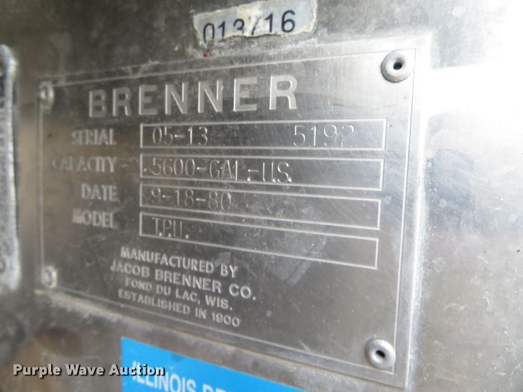 image for item DN5911 1981 Brenner T.P.U  tank trailer