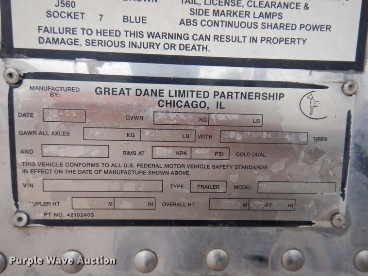 image for item IQ9543 2006 Great Dane 811-TZ-1A  refrigerated van trailer