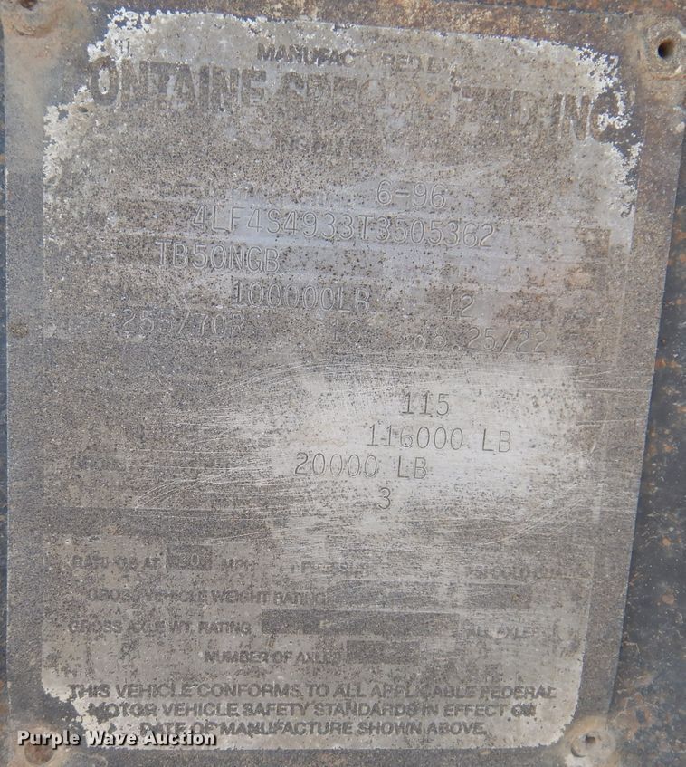 image for item IQ9552 1996 Fontaine  lowboy equipment trailer